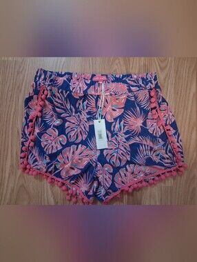 NWT SIMPLY SOUTHERN TASSEL shorts.  Womens.  Size L-XL.  Pink & Blue